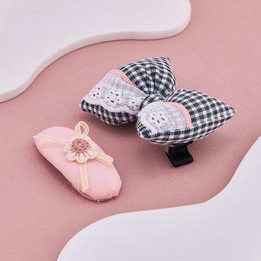 Check Bow & Flower Hair Clips