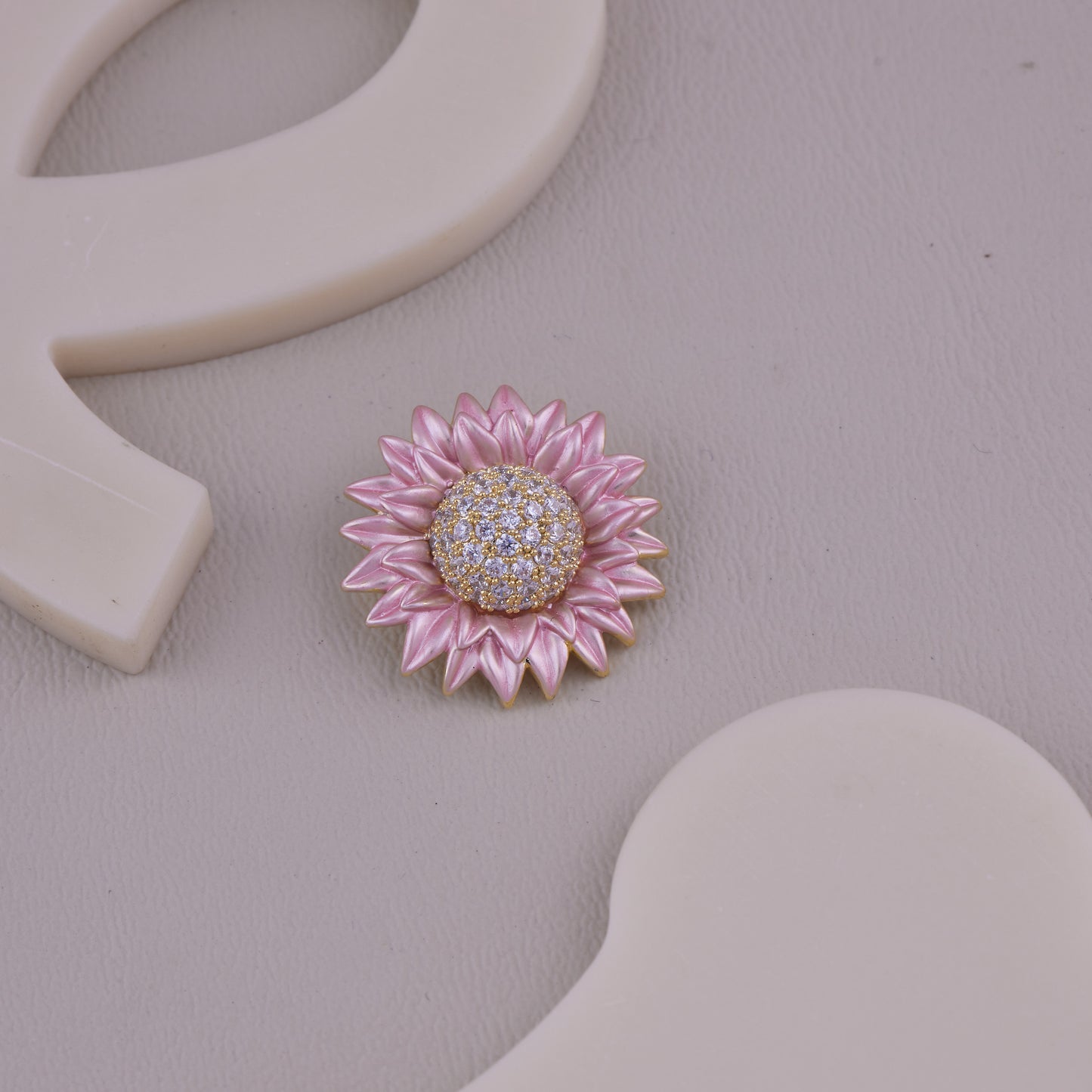 Pink Crystal Sunflower Brooch