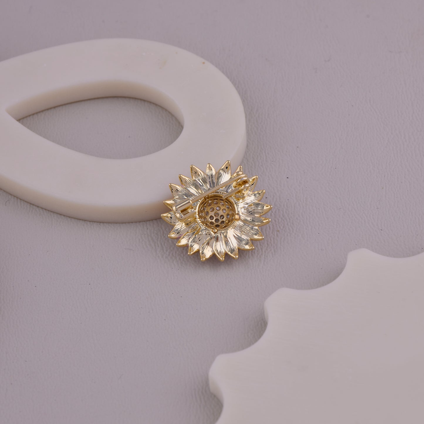 Pink Crystal Sunflower Brooch