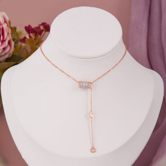 Rose Gold Crystal Bar Pendant Necklace for Chic Elegance