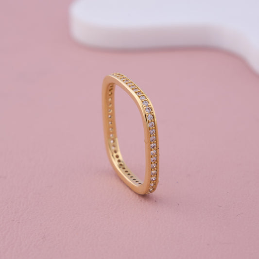 Gold Square Band with CZ Eternity Stones