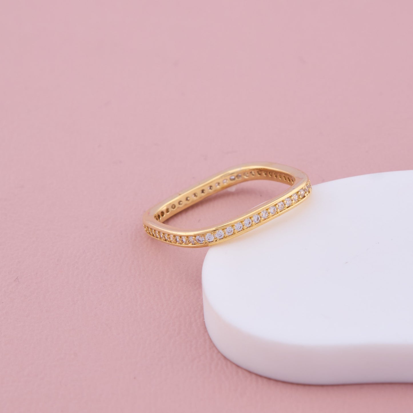 Gold Square Band with CZ Eternity Stones