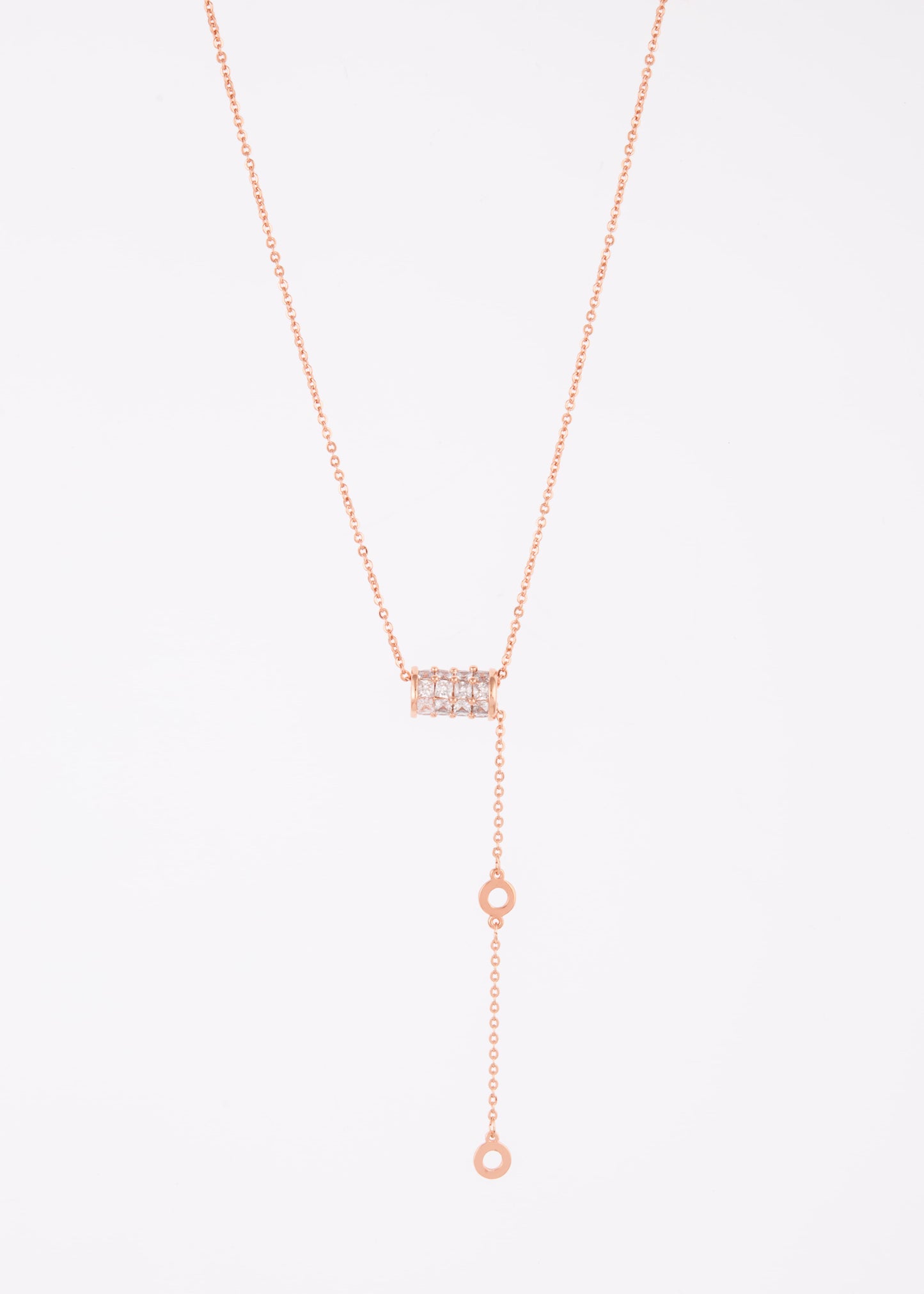 Rose Gold Crystal Bar Pendant Necklace for Chic Elegance
