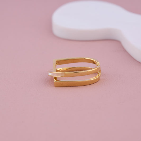 Gold Crossover Adjustable Ring with CZ Detailing