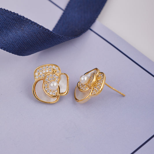 Pearl Blossom Stud Earrings