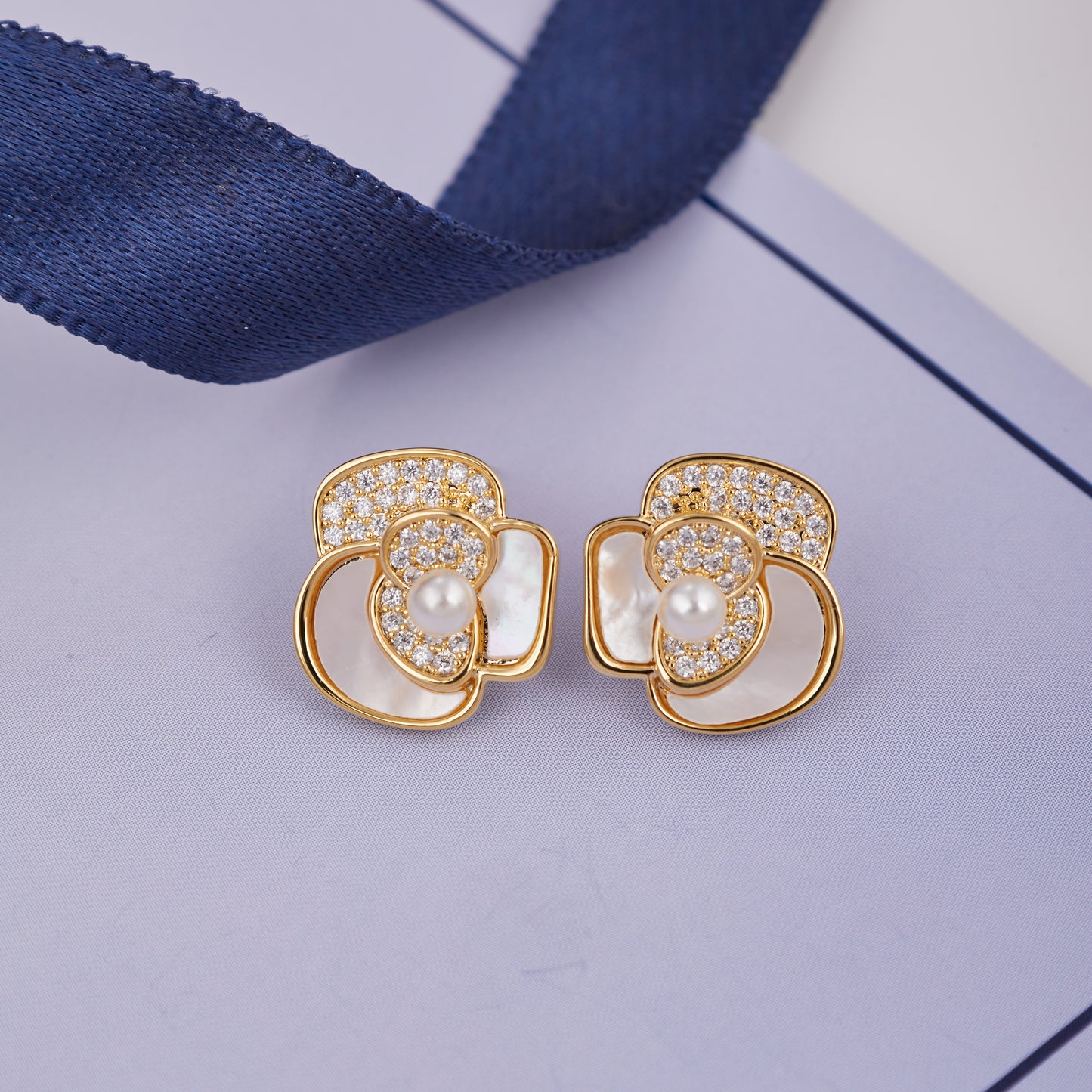 Pearl Blossom Stud Earrings