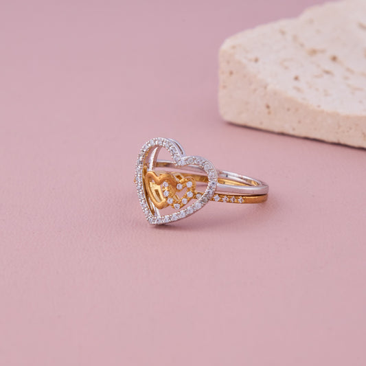 Dual Tone Triple Heart Ring Set