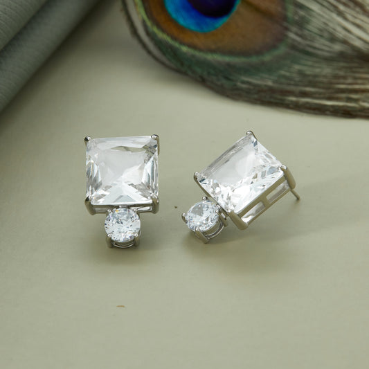 Classic Dual-Cut Crystal Stud Earrings