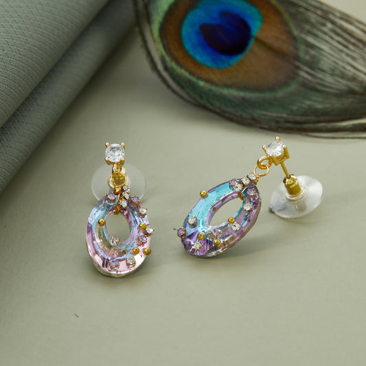 Multicolor Crystal Oval Drop Earrings
