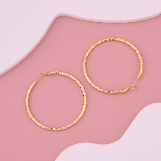 Golden Diamond-Cut Hoop Earrings