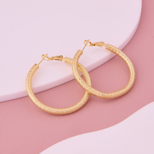 Golden Pavé Crystal C-Hoop Earrings