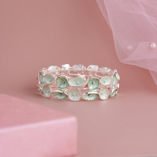 Green Meenakari Silver Tone Bracelet for Women
