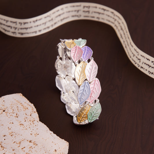 Multicolor Leaf Double Line Meenakari Bracelet