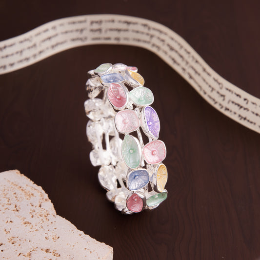 Multicolor Meenakari Silver-Tone Bracelet for Women