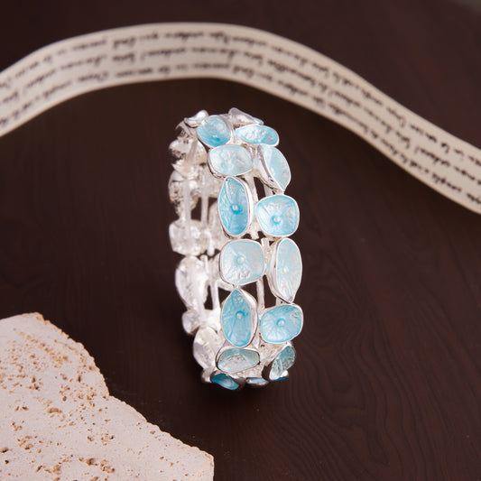 Blue Meenakari Silver-Tone Bracelet for Women