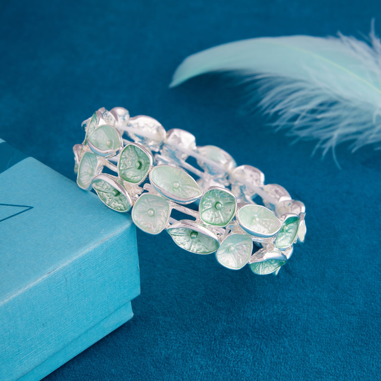 Green Meenakari Silver Tone Bracelet for Women