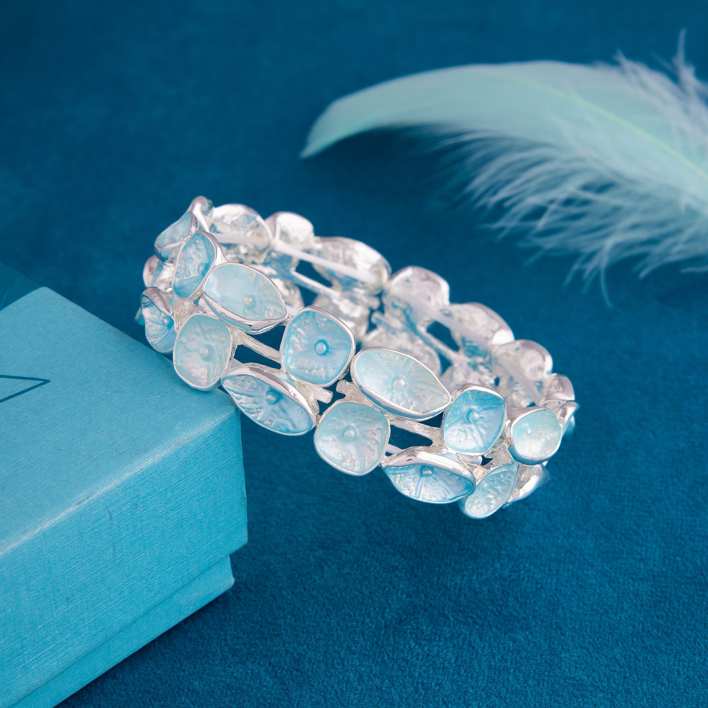 Blue Meenakari Silver-Tone Bracelet for Women