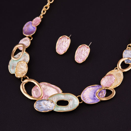 Multicolor Artistic Necklace & Earrings Set – Elegant Jewelry
