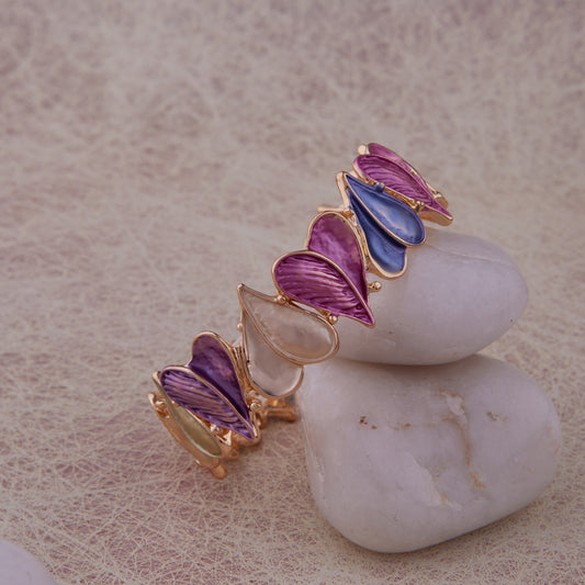 Multicolor Heart Charm Enamel Bracelet for Women