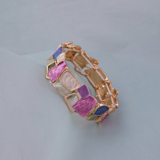 Abstract Multicolor Enamel Statement Bracelet for Women