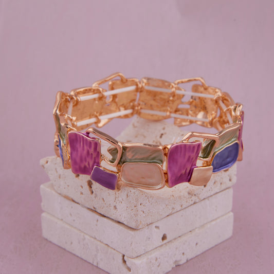Abstract Multicolor Enamel Statement Bracelet for Women