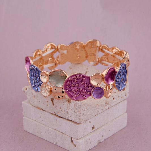 Gemstone Beaded Bracelet Amethyst, Pearl & Ruby Mix