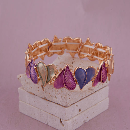 Multicolor Heart Charm Enamel Bracelet for Women