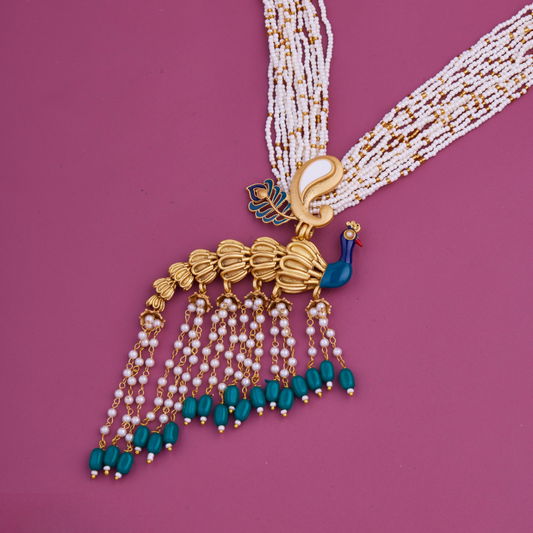 Ethnic Necklace Set with Artistic Pendant & Earrings