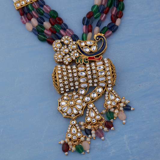 Multicolor Beaded Kundan Necklace & Earrings Set