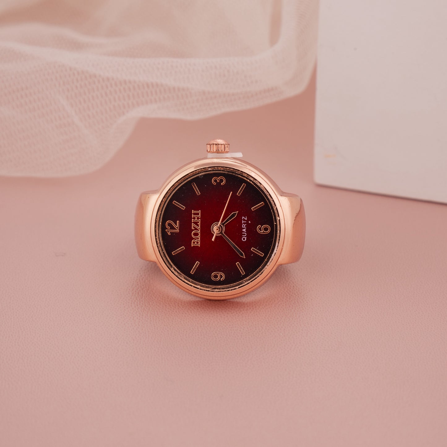 Rose Gold Ring Watch with Deep Red Dial – GC Premium Jewellery