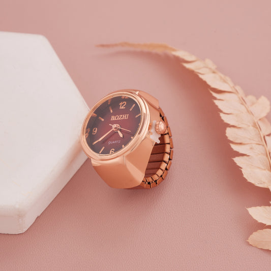 Rose Gold Ring Watch with Deep Red Dial – GC Premium Jewellery