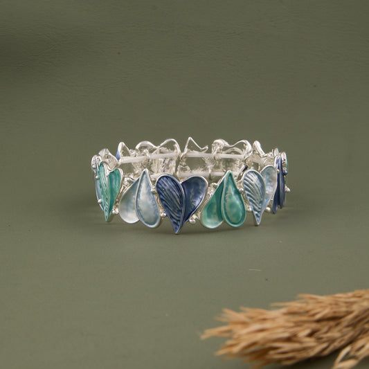 Blue & Green Heart Enamel Finish Charm Bracelet