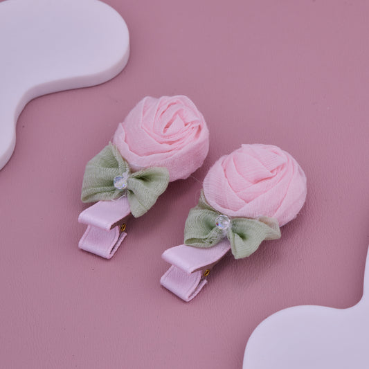 Pink Rose Baby Hair Clips