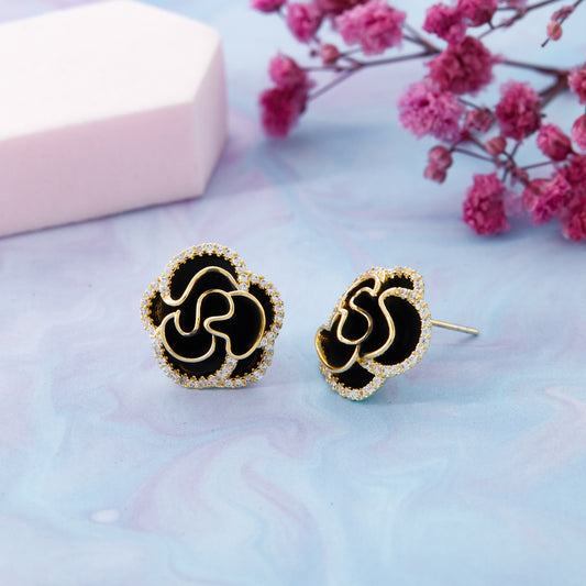 Floral Motif Stud Earrings