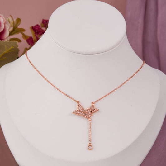 Graceful Rose Gold Butterfly Pendant Necklace