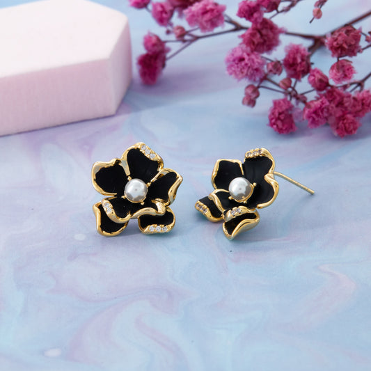 Delicate Pearl & Floral Earrings