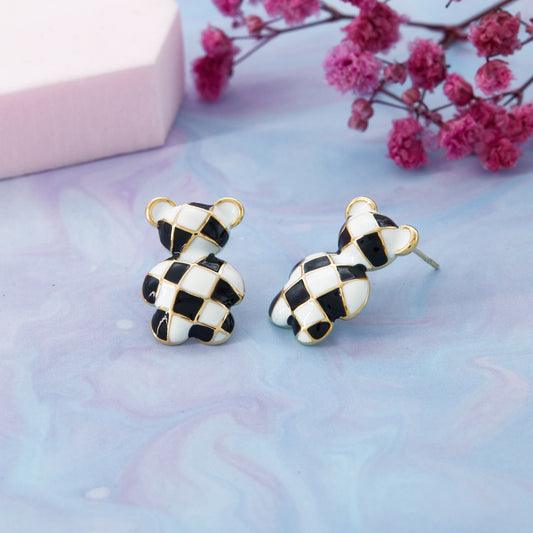 Checkered Pattern Statement Earrings