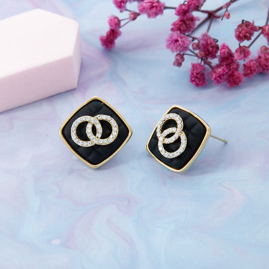 Elegant Diamond Black Earrings