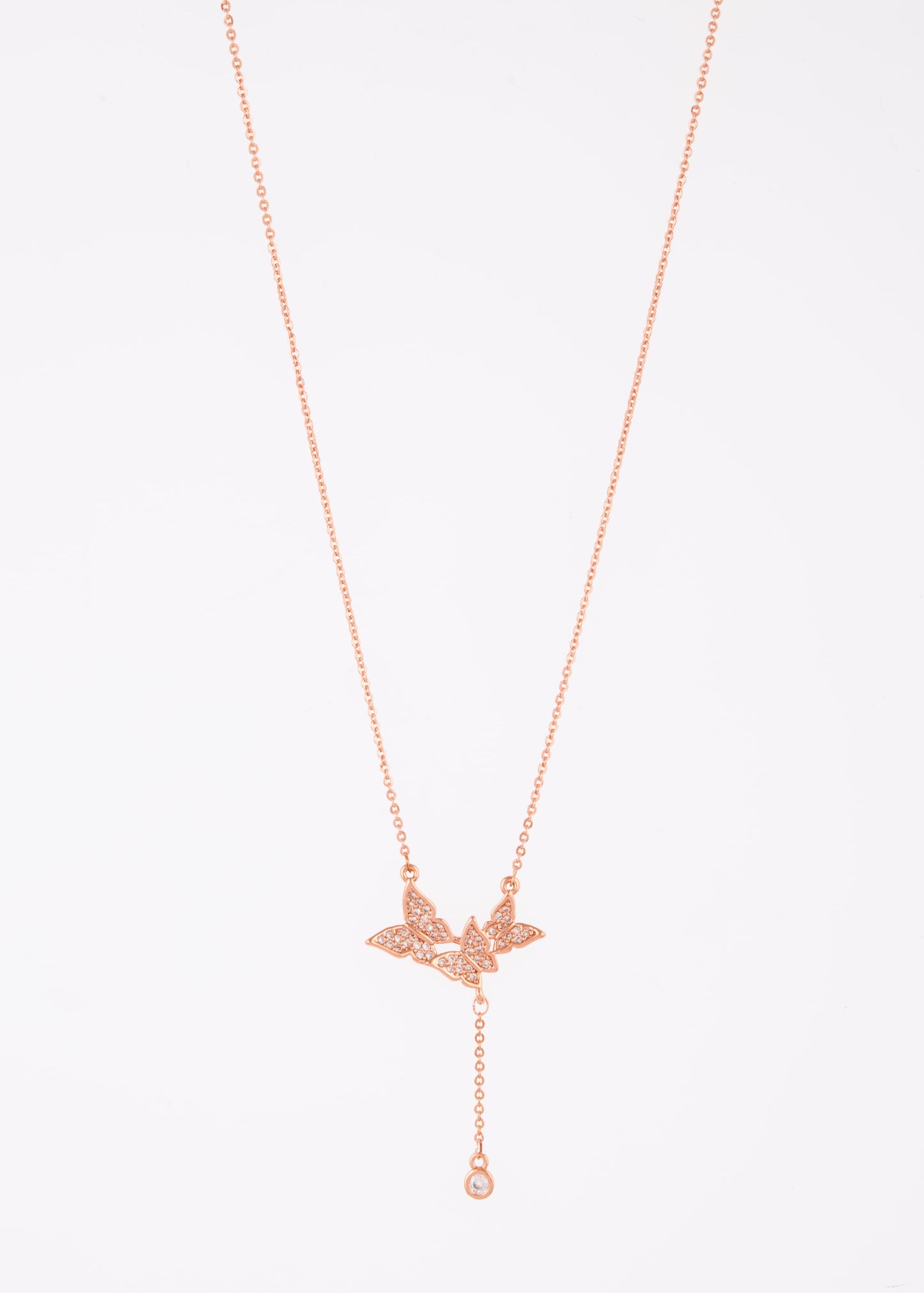 Graceful Rose Gold Butterfly Pendant Necklace