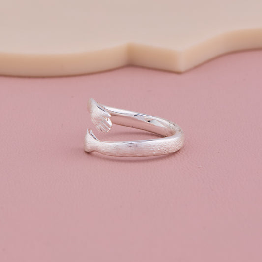 Hug Embrace Silver Ring