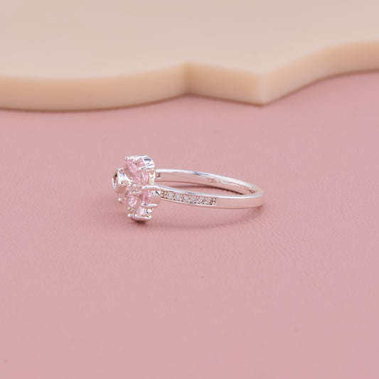 Pink Blossom Silver Ring