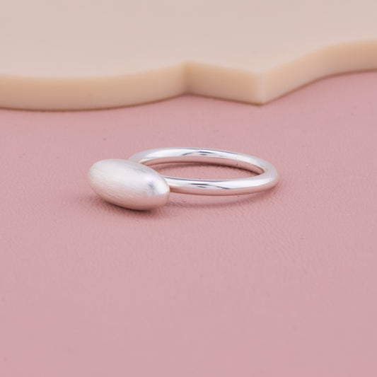 Matte Oval Silver Ring