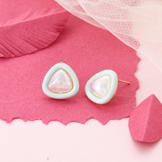 Iridescent Triangle Stud Earrings