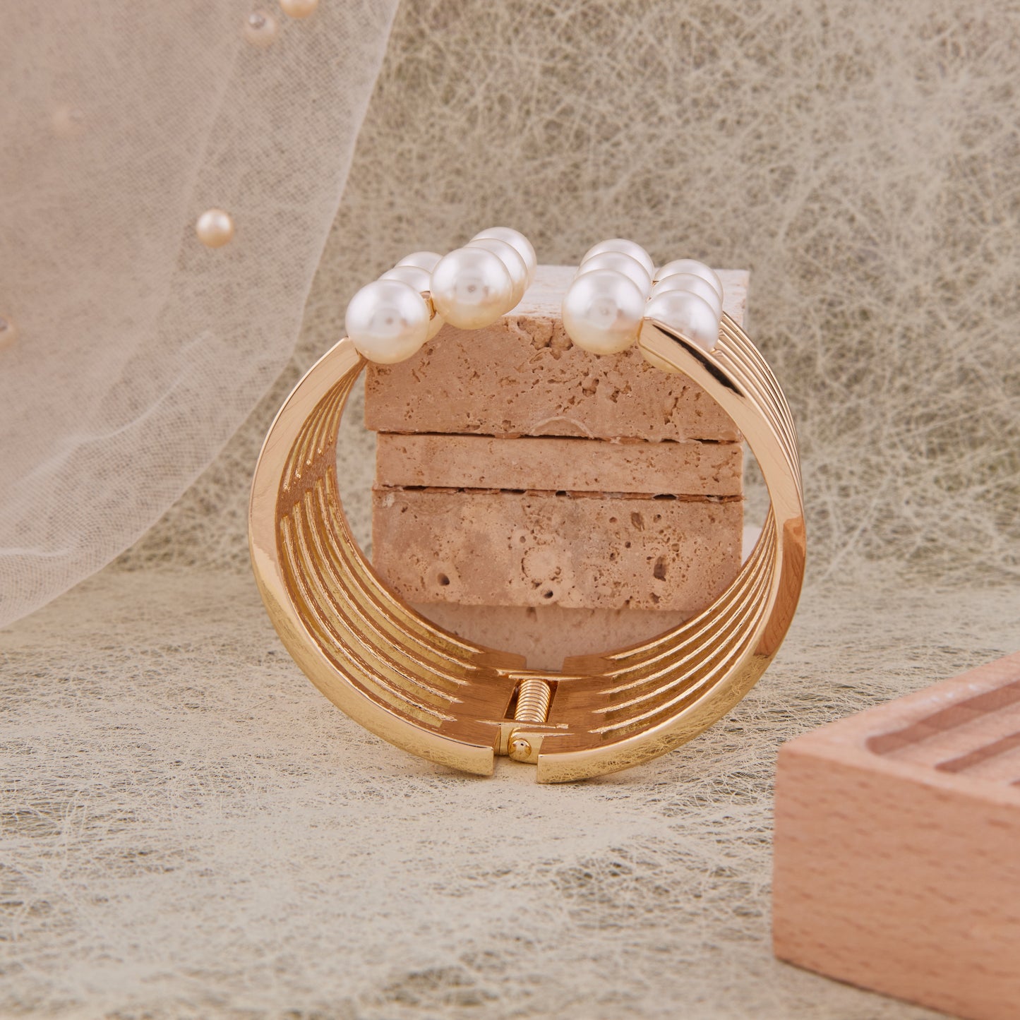 Golden Elegance Pearl Bracelet