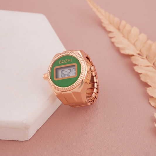 Rose Gold & Green Digital Ring Watch for Women – GC Premium Jewellery