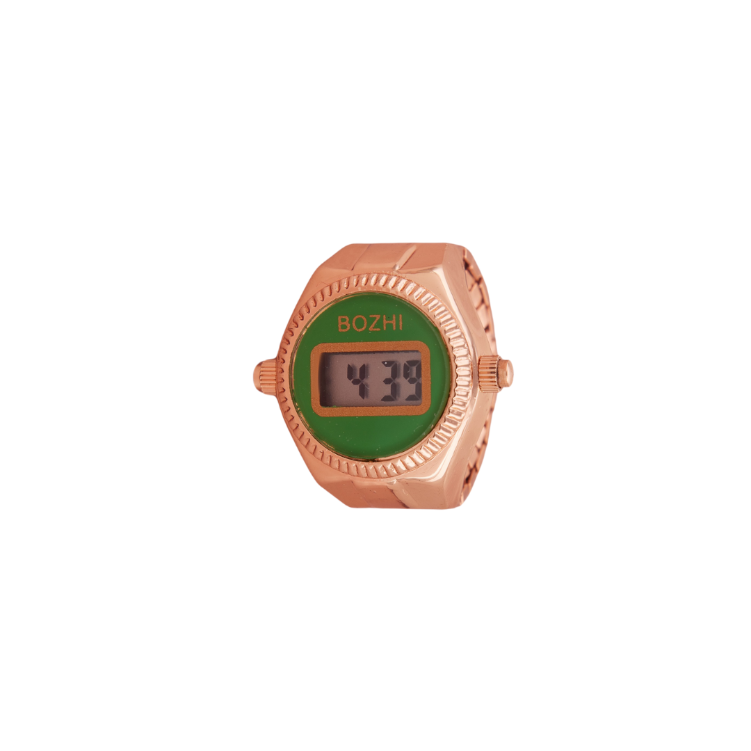 Rose Gold & Green Digital Ring Watch for Women – GC Premium Jewellery