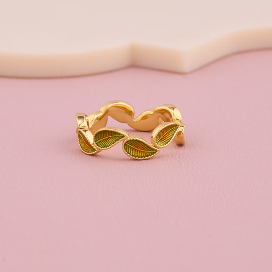 Green Leaf Gold Ring