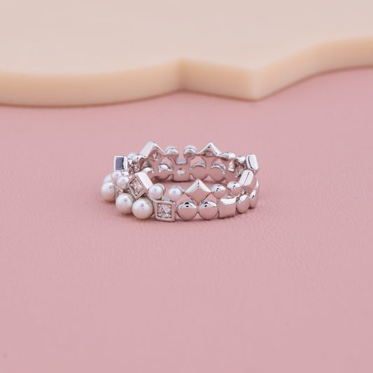 Pearl Cluster Silver Ring