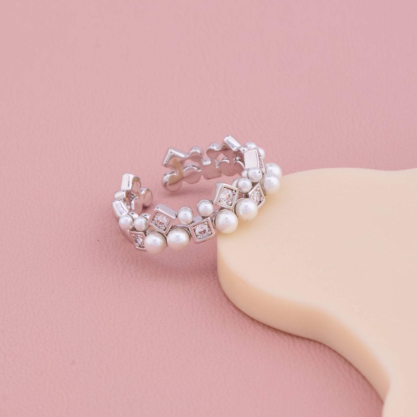 Pearl Cluster Silver Ring