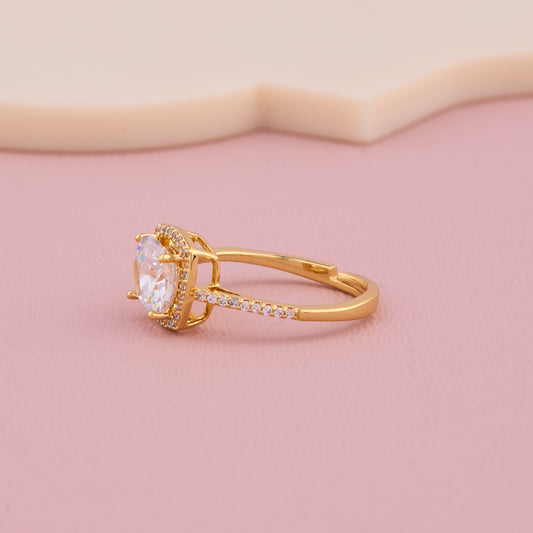 Halo Cushion Gold Ring
